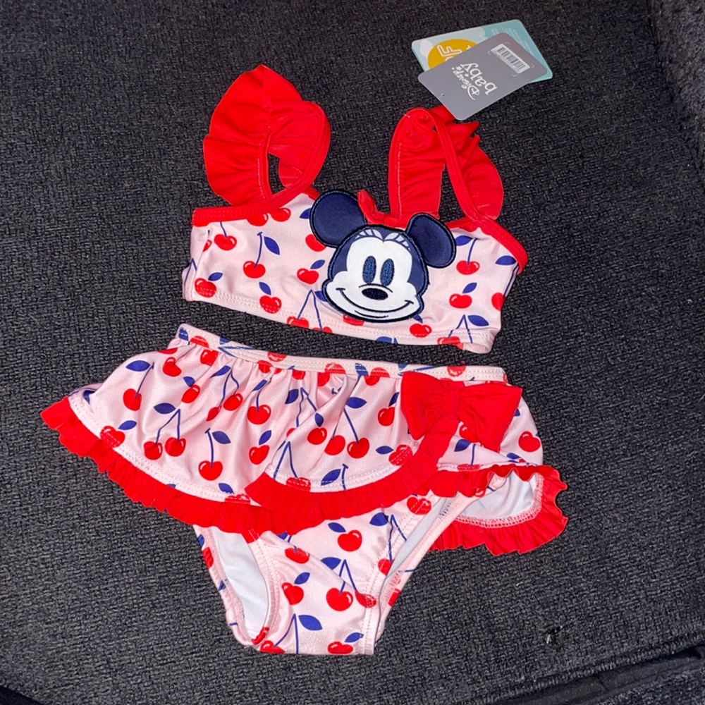 Disney Minnie Mouse Baby Girl Bathing Suit 2 piece